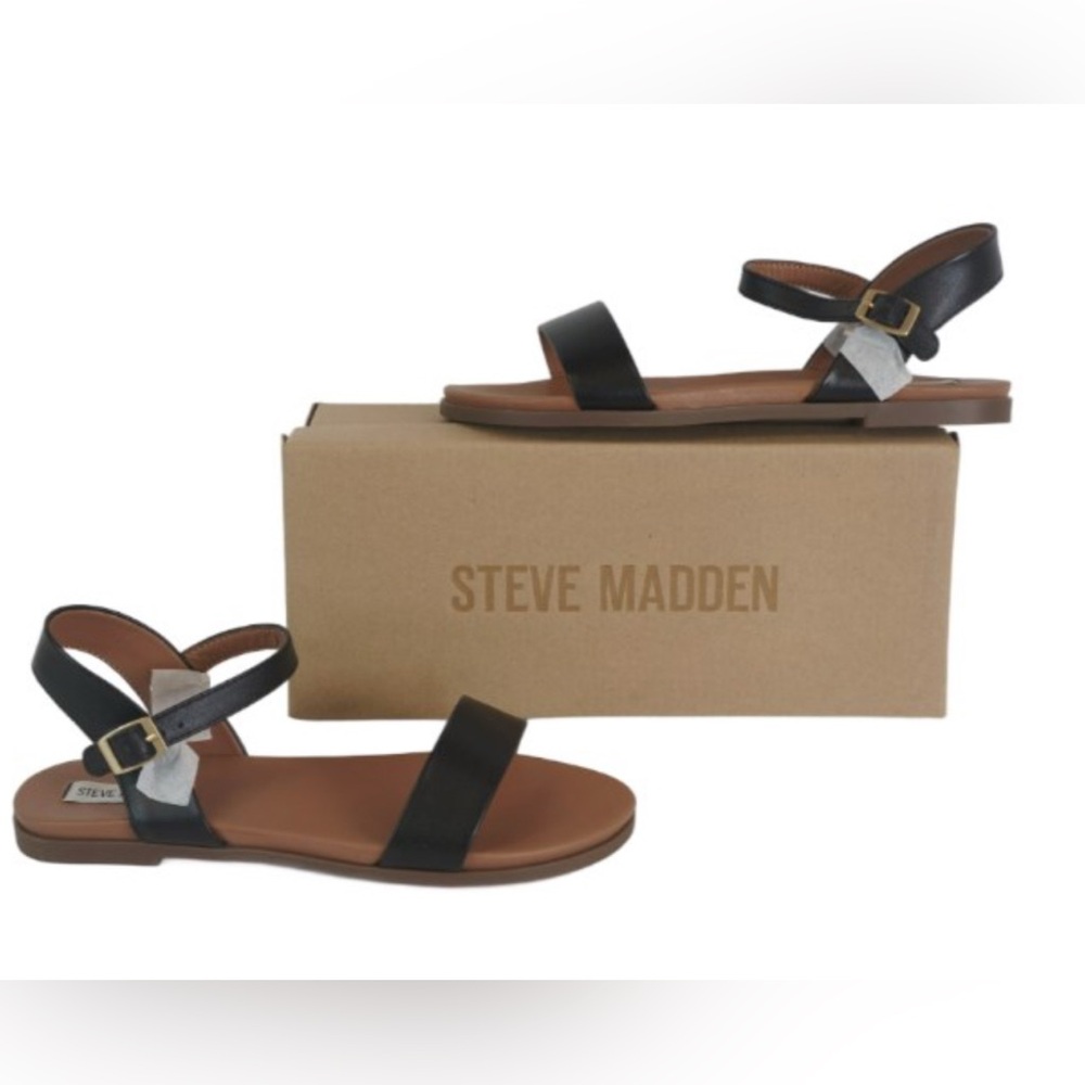 Steve Madden Women's Black Dina Flat Sandals, Size 10 [15754H]